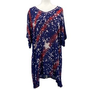 Greater Good Boho Tie Dye Stars Short Sleeve Flowy Tunic